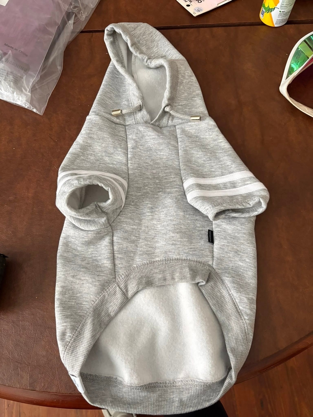 Heather Gray Varsity-Style Dog Hoodie